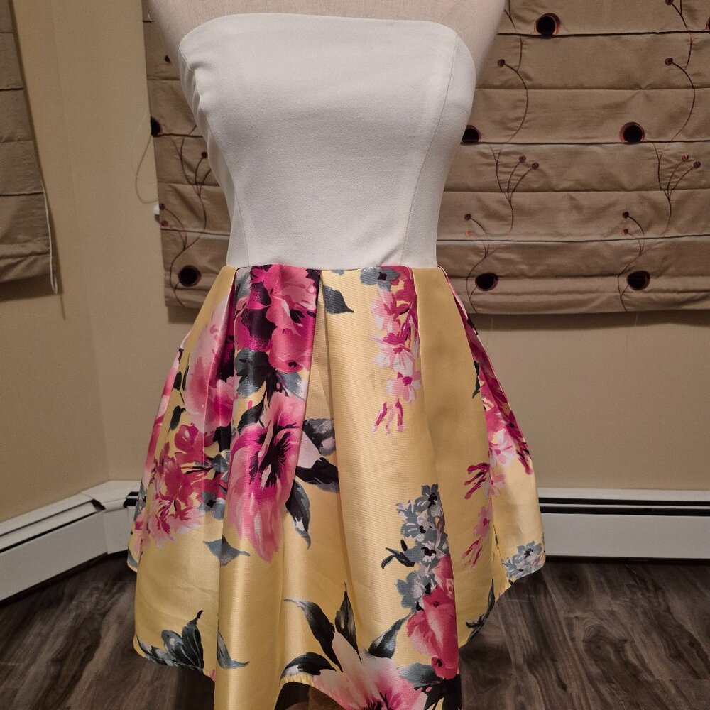 White and spring colored strapless dress